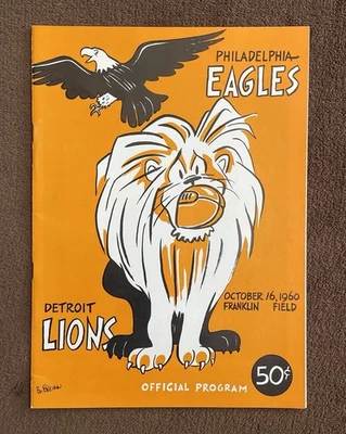 1960 Philadelphia Eagles v Detroit Lions Program - Excellent Condition! - Image 1 of 4