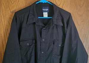 Wrangler Shirt Mens XXL Black Pearl Snap Cowboy Western Rodeo Ranch Outdoors - Picture 1 of 4