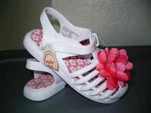 Wonder Nation Toddler Girls White Jelly Sandals W Flower Size 9 NEW - Picture 1 of 3