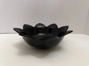 Vintage Fenton Black Amethyst Glass Lotus Flower Bowl - Picture 1 of 6