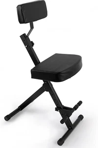 Adjustable Drum Throne with Backrest, Foldable Guitar Stool, Cushioned Seat - Picture 1 of 11