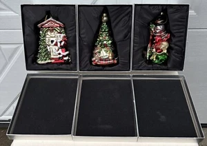 3ct LARGE Mercury Blown Glass 6” Santa Xmas Tree Snowman NEW - Picture 1 of 10
