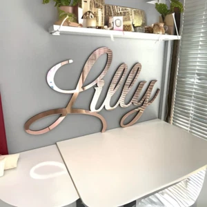 Personalised Name Text Acrylic Wall Decor Home Decor Best Gift For her/him - Imagen 1 de 8