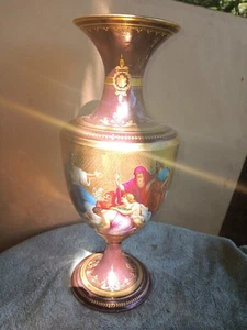 Antique 14" Royal Vienna Hand Painted Vase Signed C Forster 1890's #2 - Picture 1 of 10