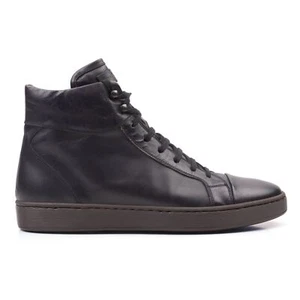 KITON Black Calfskin Leather High-Top Sneaker Boots Shoes NEW with Box - Picture 1 of 8
