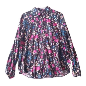 Lauren Ralph Lauren Black Floral Print Long Sleeve Button Down Women's Sz XL - Picture 1 of 13