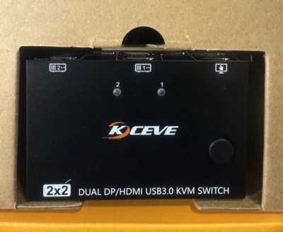 Switch, USB 3.0 HDMI KVM Switch 1 Monitors 2 Computers, 4K@60Hz KVM, by KCEVE - Image 1 of 4