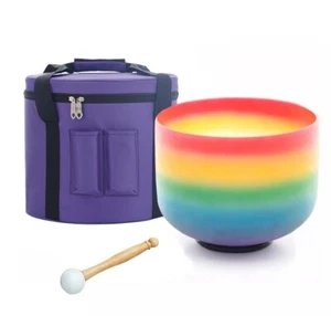 432hz Rainbow Crystal Singing Bowl Colour C Note Root Chakra 8 Inch with Case - Picture 1 of 7