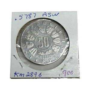 SILVER 1964 INNSBRUCK AUSTRIA WINTER OLYMPICS 50 SCHILLING SKI JUMP 0.5787 ASW - Picture 1 of 4