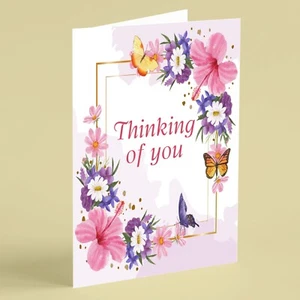 Thinking of you floral framed blank card suitable for family or friend - Picture 1 of 1