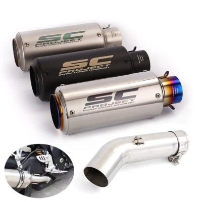 For Suzuki GSXR750 GSXR600 2011-2024 Exhaust Tips Mid Tail Pipe Slip on Muffler - Image 1 of 4