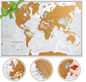 Scratch The World Travel Map - Scratch Off World Map Poster - X-Large 23 x 33 - Picture 1 of 9