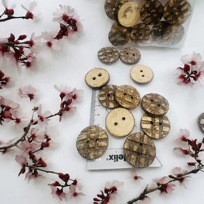 Handmade coconut Shell buttons 12 pcs NaturalScrapbooking Knitting Sewing 2 Hole - Image 1 of 4