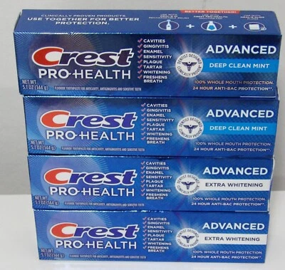 4 x 5.1 oz Crest Pro Health Advanced Extra Whitening Deep Clean Toothpaste - Image 1 of 2