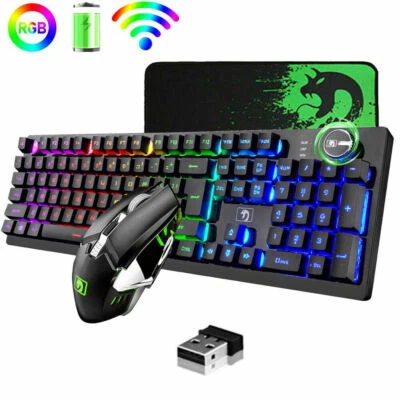 Wireless Gaming Keyboard and Mouse Set LED Backlit Mechanical Feel for PC Laptop - Image 1 of 4