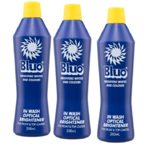 3 x Bluo Liquid Blue Laundry Soaker 250mL - Brightens Whites And Colour - Picture 1 of 6