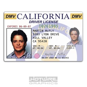 Plastic ID Card (TV Series Prop) - Marty McFly BACK TO THE FUTURE Driver License - Picture 1 of 2