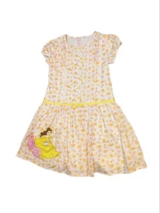 Disney Beauty & The Beast Princess Belle Yellow Girls Floral Dress 9/10 - Picture 1 of 5
