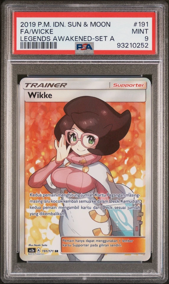 PSA 9 Wicke Full Art #191 Secret Rare Sun & Moon Legends Awakened Indonesian - Image 1 of 2