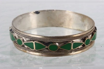 PULSERA BRAZALETE PIEDRAS VERDES PLATA MODA 5377B Foto 1 de 2