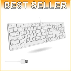 Full-Size Wired Keyboard for Mac and Windows - Scissor Keycaps & Shortcuts - Picture 1 of 9