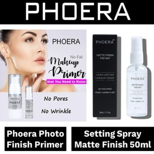 Phoera® Face Makeup Primer & Fixing Setting Spray Long Lasting Pore Fixer Bundle - Picture 1 of 9