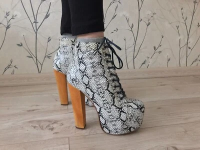 vintage rare gianmarco lorenzi ankle boots woman snake winter wooden heel Sz 39 - Image 1 of 4