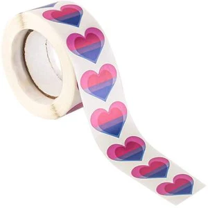 Biromantic Heart Sticker Roll * 500 stickers Per Roll (1" x 1" - 25mm) - Picture 1 of 1