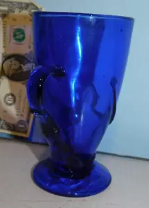 TAZA DE CERVEZA DE MUJER DESNUDA INFERIOR Vidrio Azul Cobalto ESTILO ART DECO ds - Imagen 1 de 4