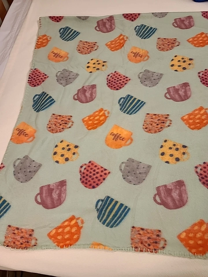 Mainstays "Coffee Cups" Polyester Fleece Throw Blanket - NEW- 50" "