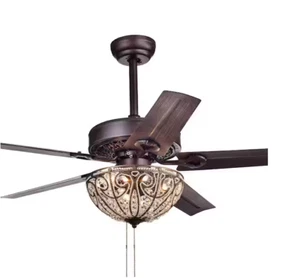Warehouse of Tiffany Catalina 48 in. Indoor Bronze 5-Blade Crystal Ceiling Fan - Picture 1 of 2