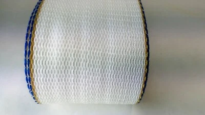 Lawn chair webbing 2 1/4 inches wide 72ft new, WHITE with DUAL EDGE accent strip - Image 1 of 3