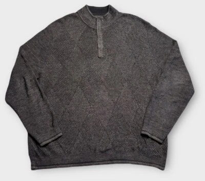 Suéter Suéter Tommy Bahama Para Hombre Talla XXL Marrón 1/4 Tejido Gofre Algodón Pima Foto 1 de 4