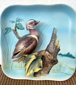 Vintage NAPCO Wood Duck Bird 3 D Plaque Wall Hanging # B2792 5" x 5" Clean! - Picture 1 of 9