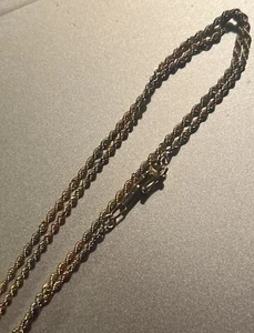 Multi Colored Yellow White Rose 14K Gold 2MM Rope Chain 19” 4.5 GRAMS - Picture 1 of 7