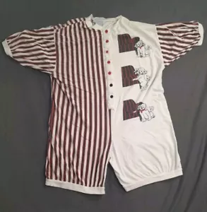 Vintage 80s 90s Tina Matthews Romper Button Striped Red Black Animal Women Lrg - Picture 1 of 10