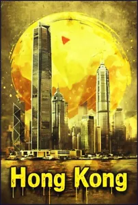 Letrero de póster de metal de arte de viaje de la ciudad de Hong Kong - Imagen 1 de 2