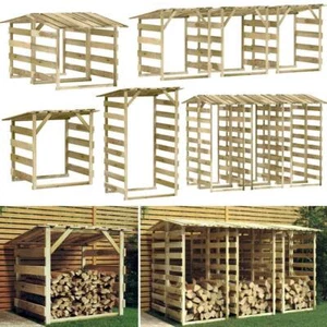 Unterstand Pergola Dach Kiefernholz Brennholzregal Überdachung Fahrradunterstand - Bild 1 von 35