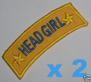 HEAD GIRL iron-on badges for fancy dress school uniform ~ genuine ex-school item