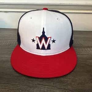 Washington Nationals Hat Cap Fitted Size 7 Blue Plain Logo Baseball 59FIfty - Picture 1 of 6