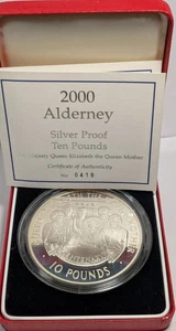 2000 Alderney Silver 10 Pounds Queen Mother Centenary 155.5g Limited Ed 1000๐ฌ๐ง - Picture 1 of 8