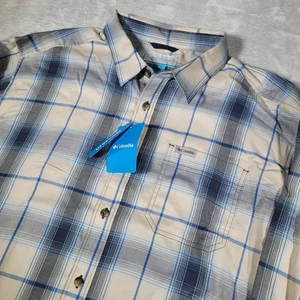 Columbia Hemd Herren 2XL Blau Grau Kariert Vapor Ridge III Knopfleiste Langarm Neu - Bild 1 von 14
