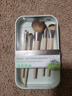 EcoTools Start The Day Beautifully 5 Makeup Brush Set w/ Storage Tray New In Box - Image 1 of 2