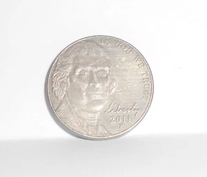 2011 P Jefferson Nickel, planchet recocido incorrectamente, grano de madera horizontal - Imagen 1 de 11