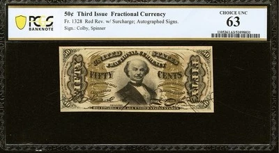 PCGS ChUNC 63. FR# 1328 Fractional 1864 Union Currency 50c Civil War Third Issue - Image 1 of 4