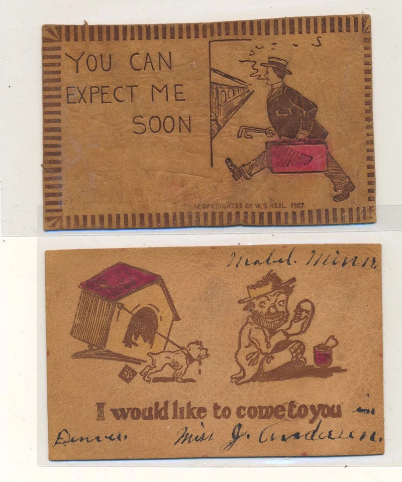 США - 2 кожаные открытки лот # 116 - Изображение 1 из 1