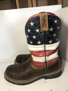 Twisted X Cowboy VFW Endorsed Steel Toe USA Flag Men's Pull On Work Boots 11.5 D - Picture 1 of 11