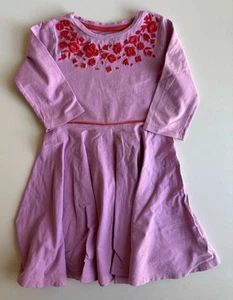 Mini Boden kids girls toddler size 2-3 years purple pink floral dress, GUC - Picture 1 of 4