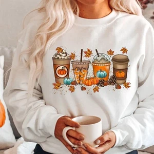 Fall Coffee Lover Sweatshirt, Pumpkin Spice Latte Tee for Cozy Autumn Vibes - Picture 1 of 6