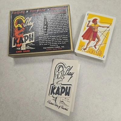 Polynesian Card Game KAPU History Hawaii Vintage 1958 Kitsch Tiki Cards  - Image 1 of 4